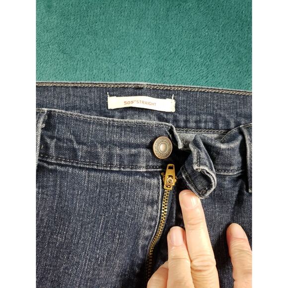 Levis 505 Jeans Size 14 Womens Blue Stretch Pants Denim Mid Rise Straight - Picture 6 of 15